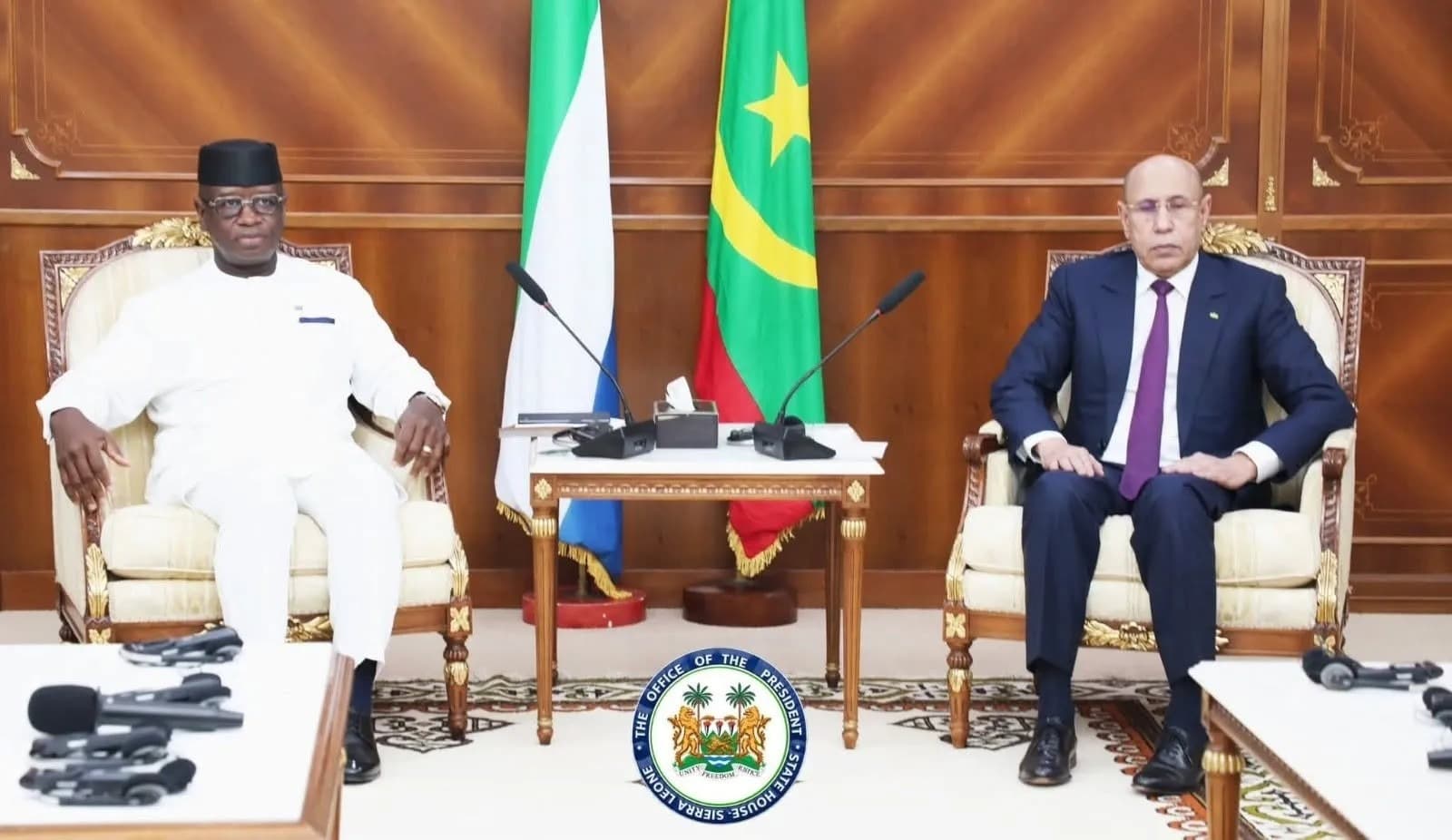 Illustration — Mauritanie : Ghazouani relance le dialogue avec l'AES et reçoit Julius Maada Bio, pêche, sécurité et économie bleue au menu