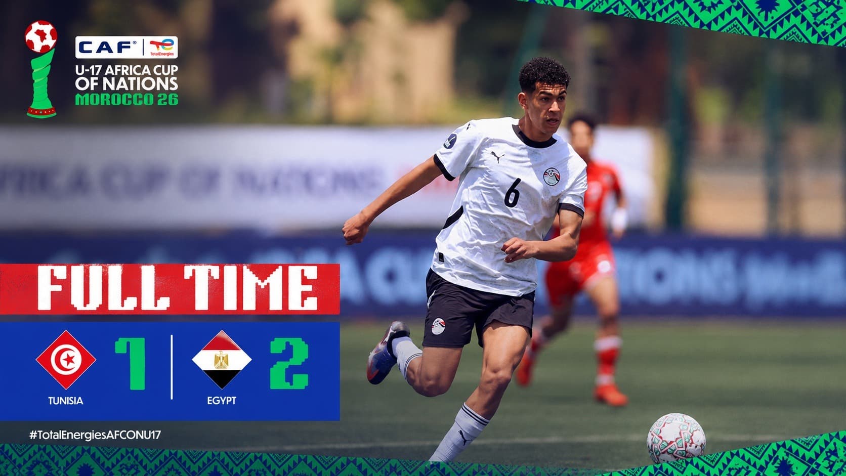 Illustration — CAN U17 au Maroc : l'Égypte bat la Tunisie 2-1, le tournoi africain en direct